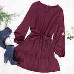 Tie-Waist Tiered Dress with Ruffle Details