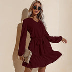 Tie-Waist Tiered Dress with Ruffle Details