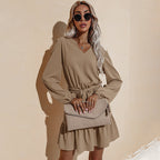 Tie-Waist Tiered Dress with Ruffle Details