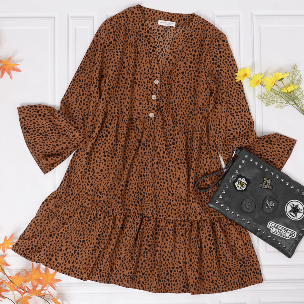 Polka-Dot Long-Sleeve Dress
