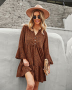 Polka-Dot Long-Sleeve Dress