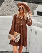 Polka-Dot Long-Sleeve Dress