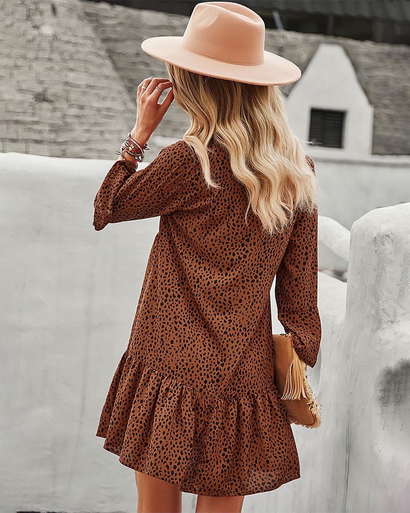Polka-Dot Long-Sleeve Dress
