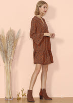 Polka-Dot Long-Sleeve Dress