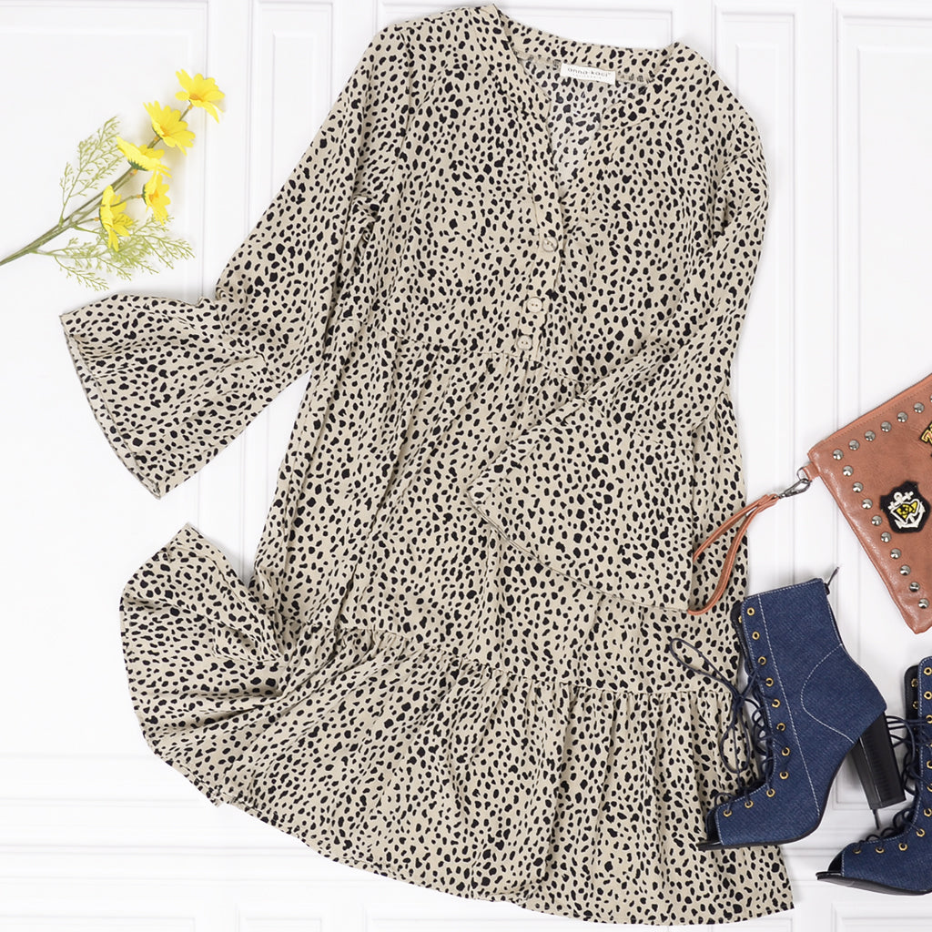 Polka-Dot Long-Sleeve Dress