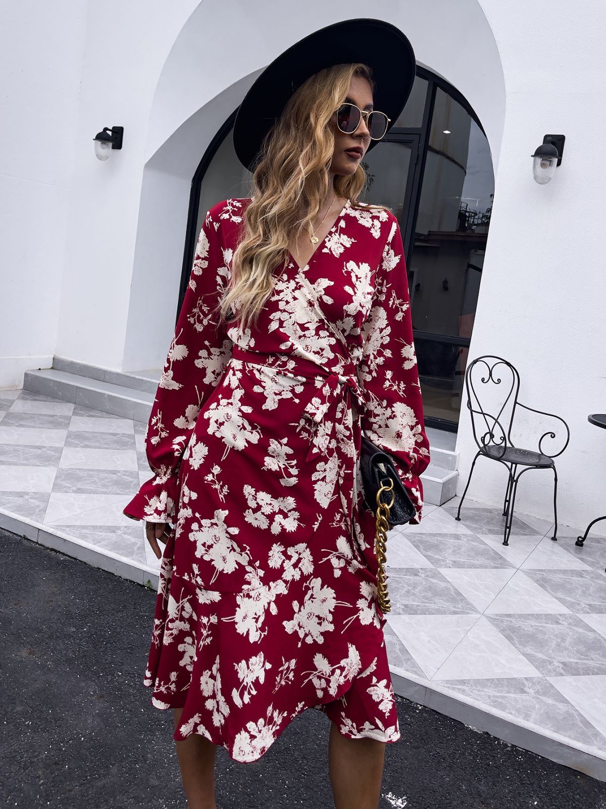 Floral Wrap-Style Dress