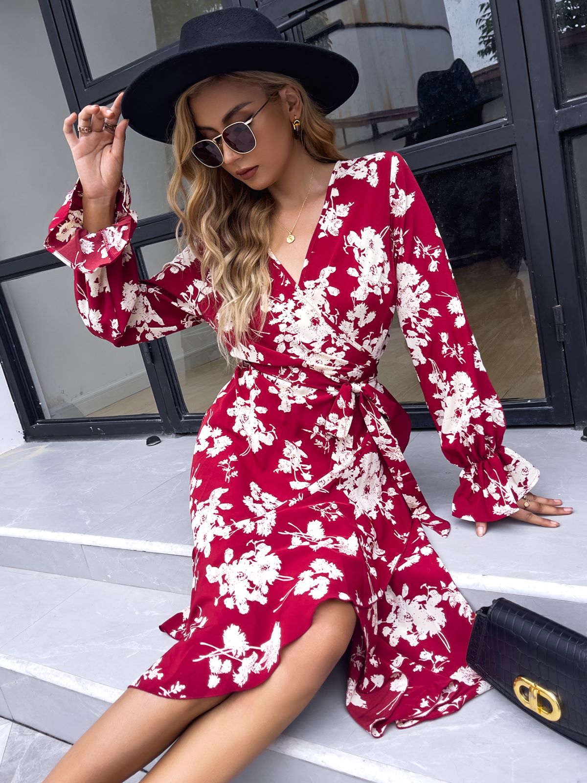 Floral Wrap-Style Dress