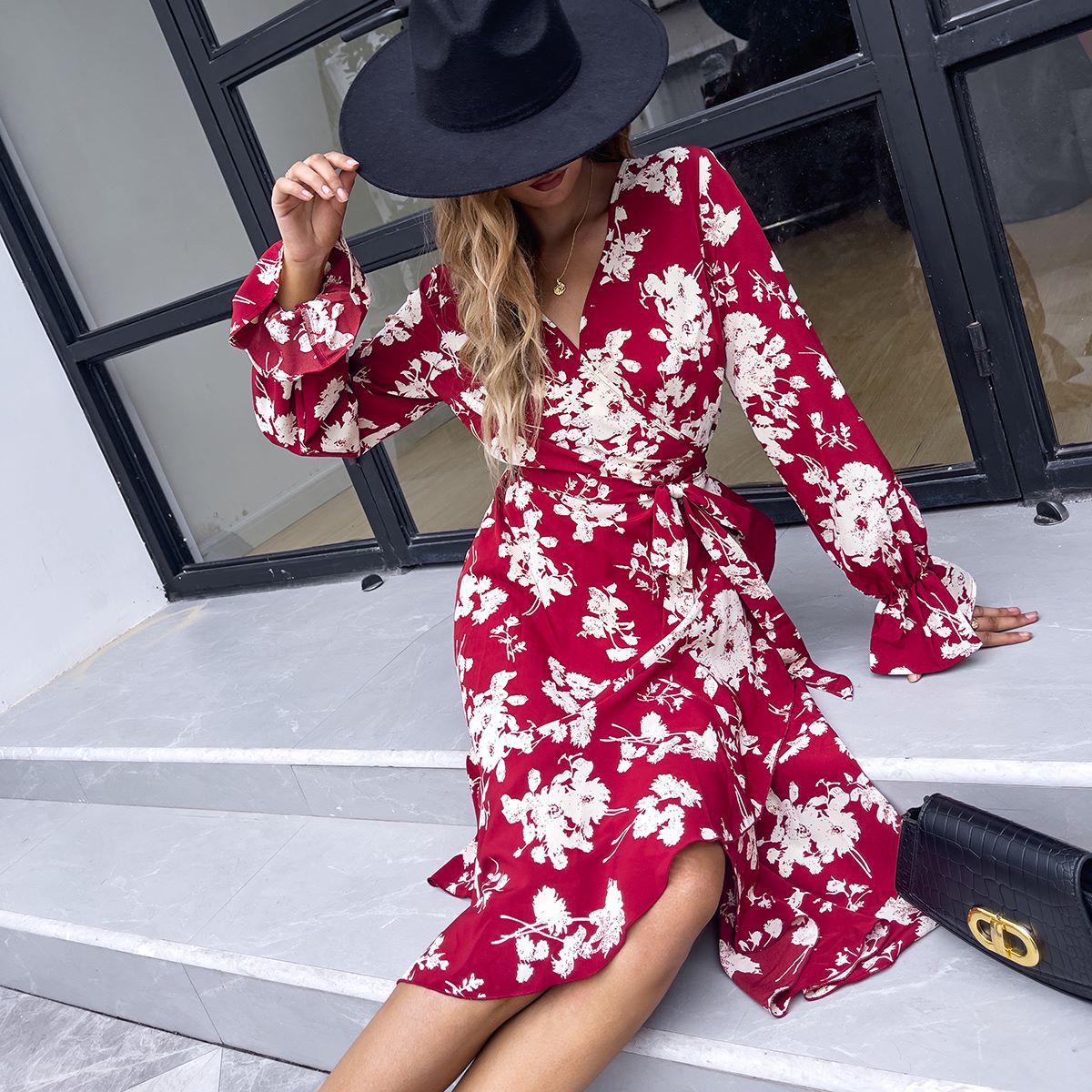 Floral Wrap-Style Dress