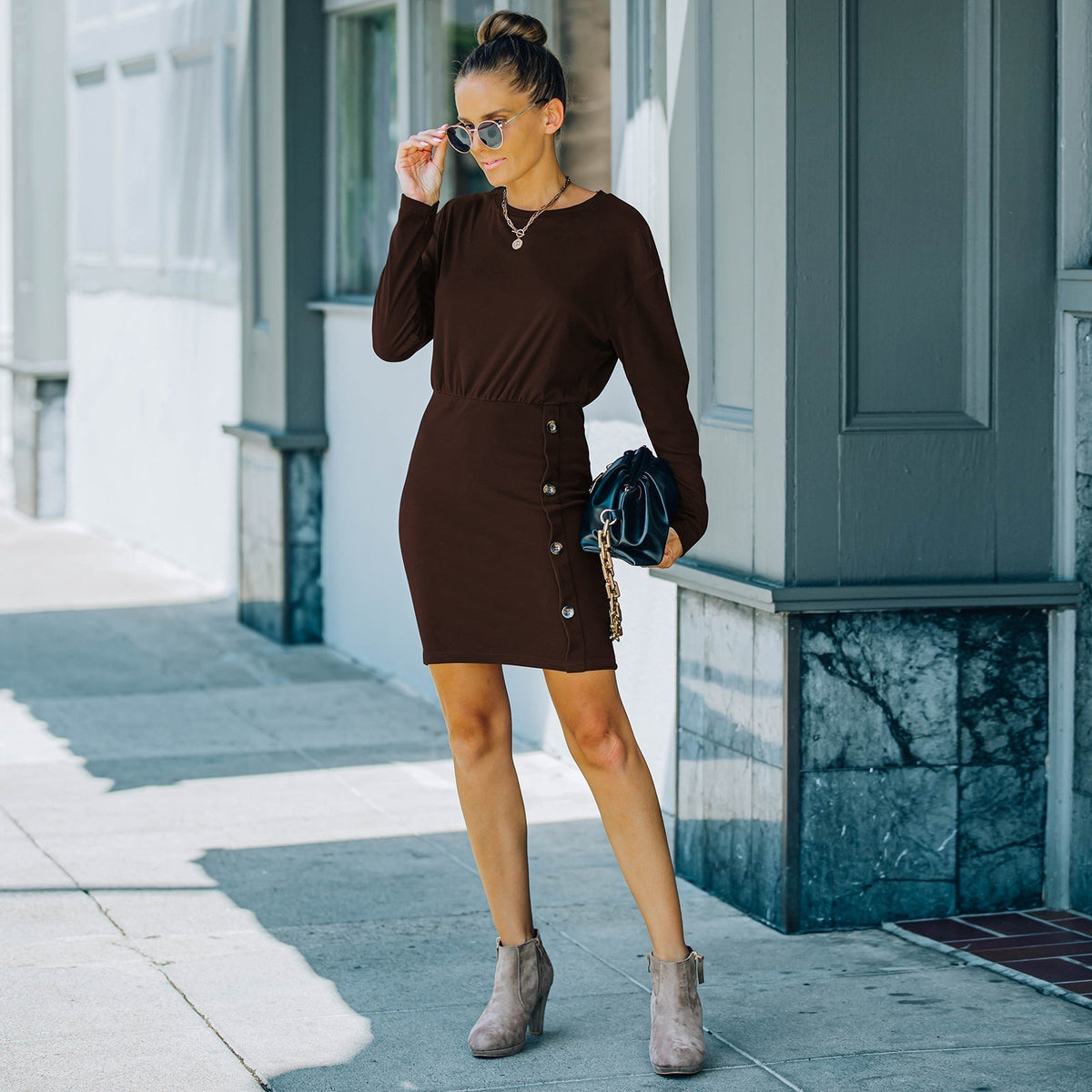 Bodycon Dress with Button Details