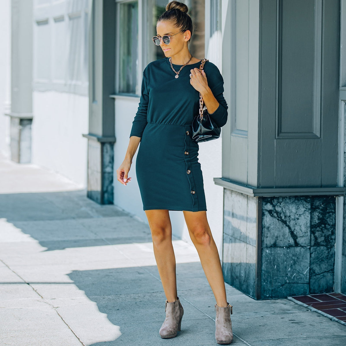 Bodycon Dress with Button Details