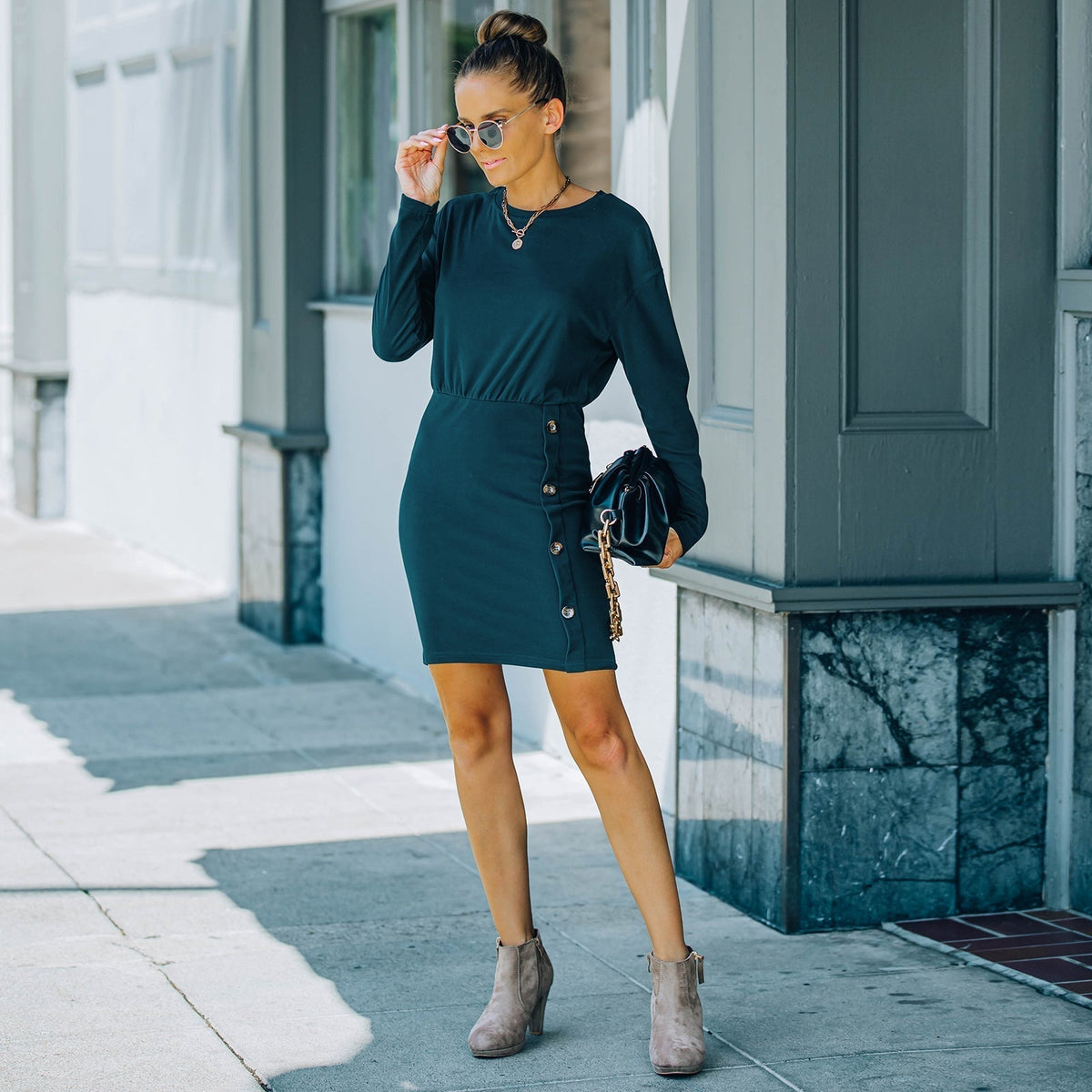 Bodycon Dress with Button Details