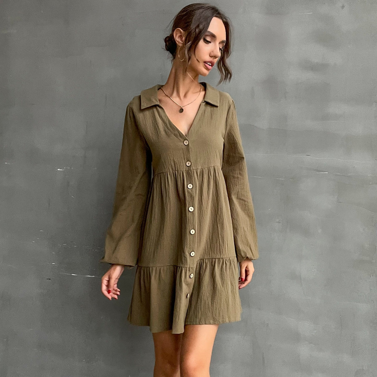 Collared Tiered Dress