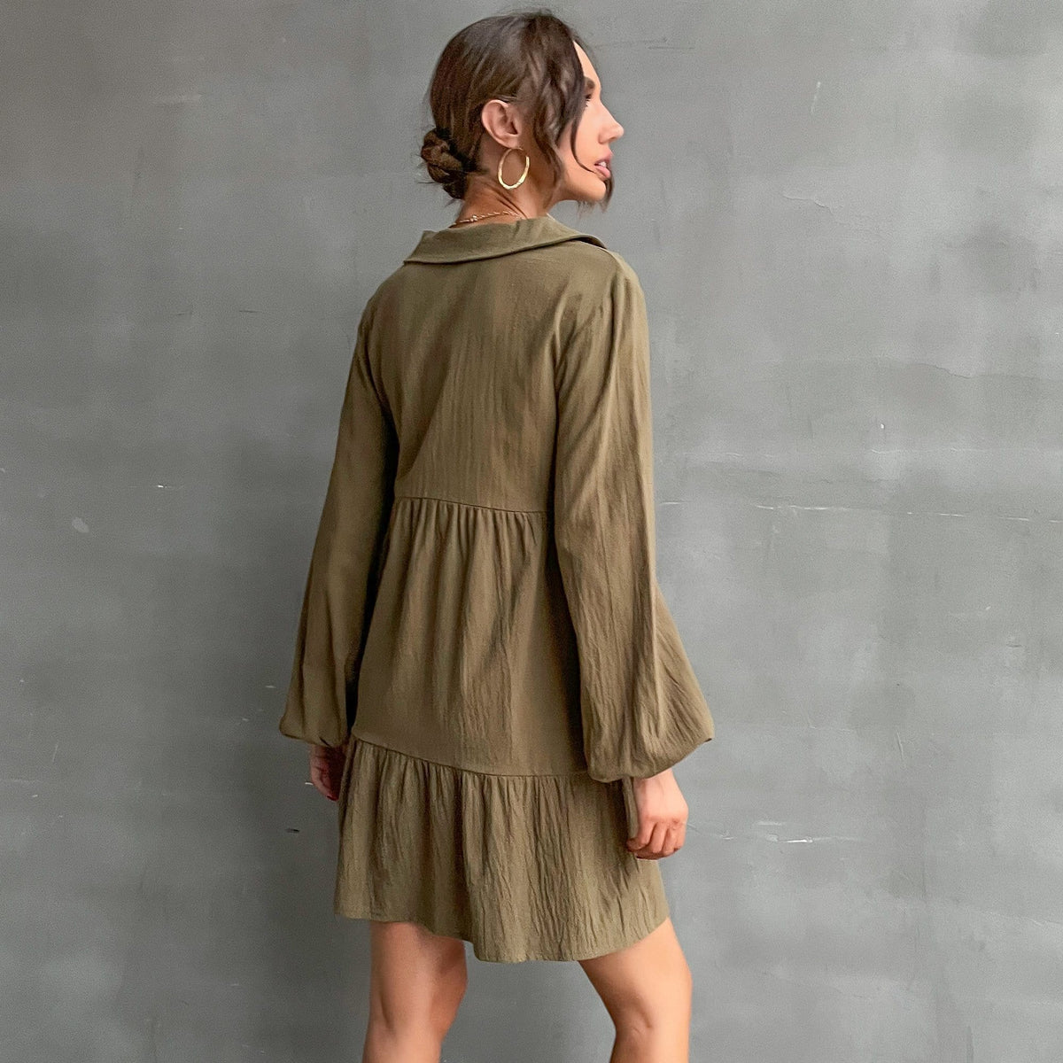 Collared Tiered Dress
