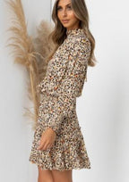 Leopard-Print Dress with a High Neck
