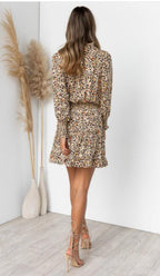 Leopard-Print Dress with a High Neck
