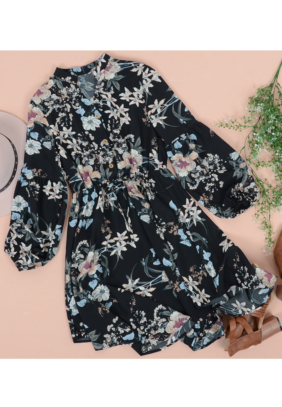 Printed Collared Retro Dress
