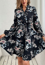 Printed Collared Retro Dress