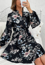 Printed Collared Retro Dress