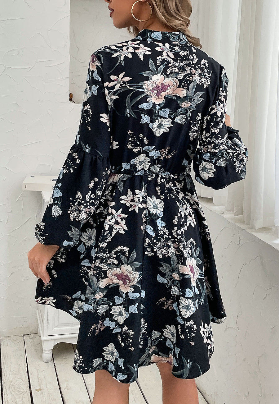 Printed Collared Retro Dress