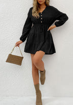 Tiered Dress with a Waist Tie