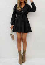 Tiered Dress with a Waist Tie