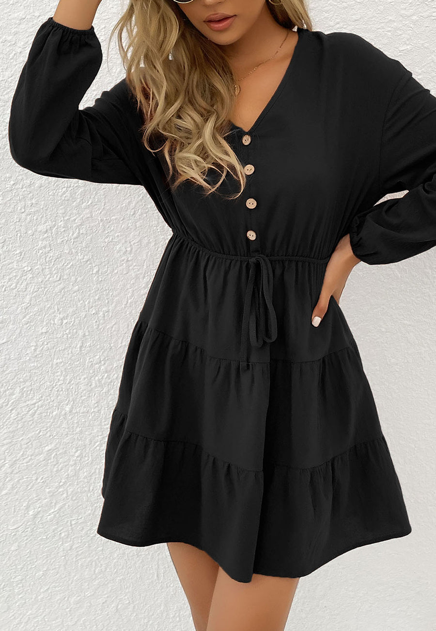 Tiered Dress with a Waist Tie