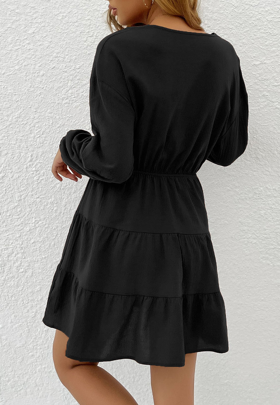 Tiered Dress with a Waist Tie