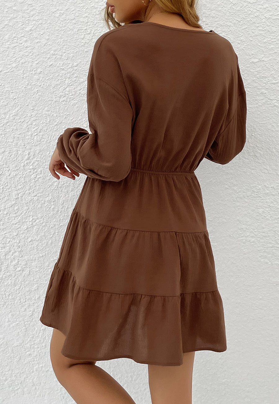 Tiered Dress with a Waist Tie