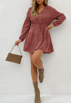 Tiered Dress with a Waist Tie