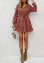Tiered Dress with a Waist Tie