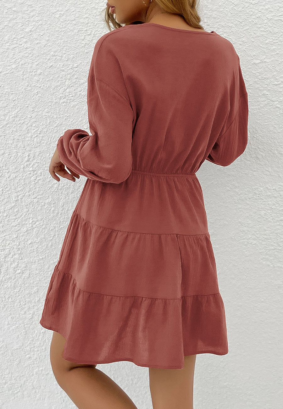 Tiered Dress with a Waist Tie