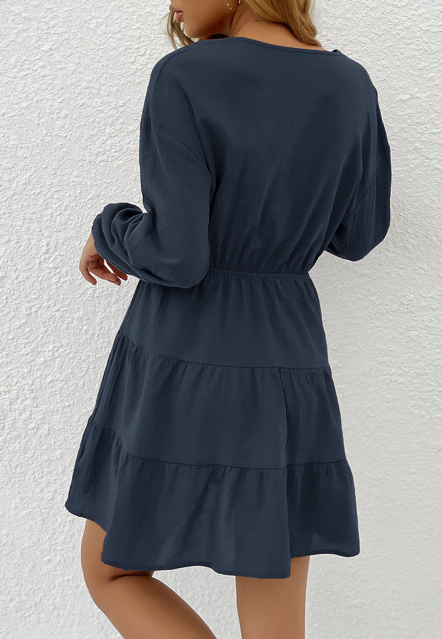 Tiered Dress with a Waist Tie