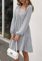 Printed V-Neck Tiered Dress