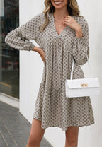 Printed V-Neck Tiered Dress