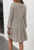 Printed V-Neck Tiered Dress