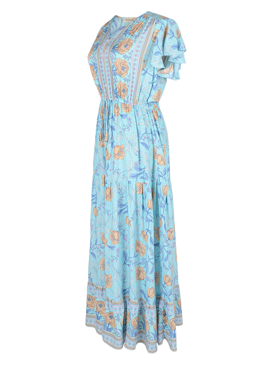 V-Neck Button-Front Dress with Butterfly Details