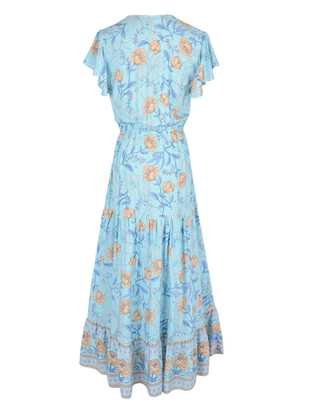 V-Neck Button-Front Dress with Butterfly Details