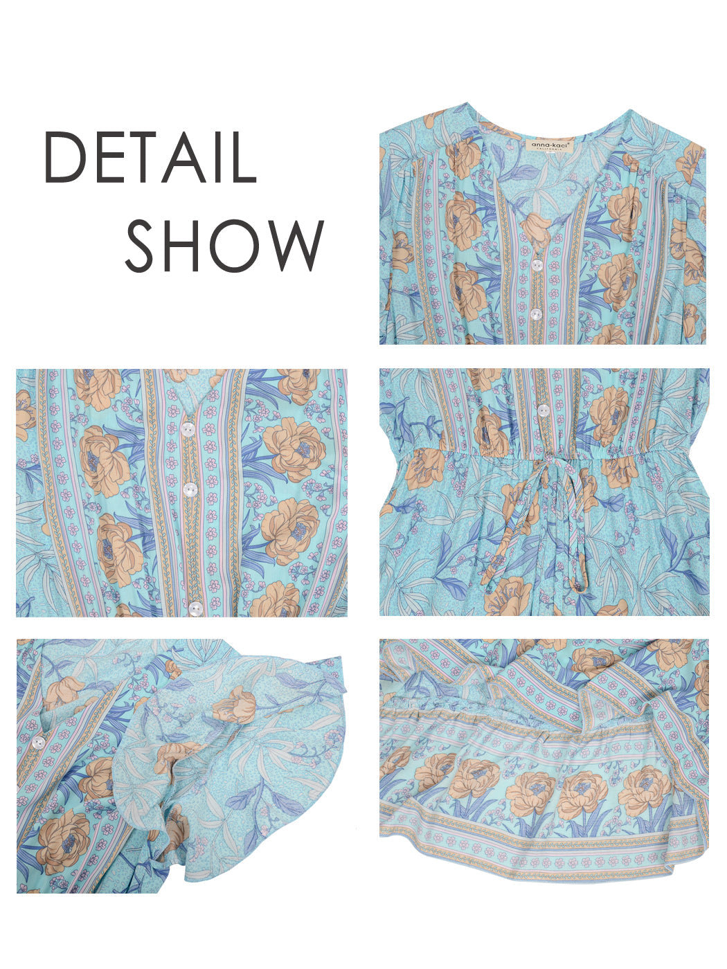 V-Neck Button-Front Dress with Butterfly Details