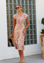 V-Neck Button-Front Dress with Butterfly Details