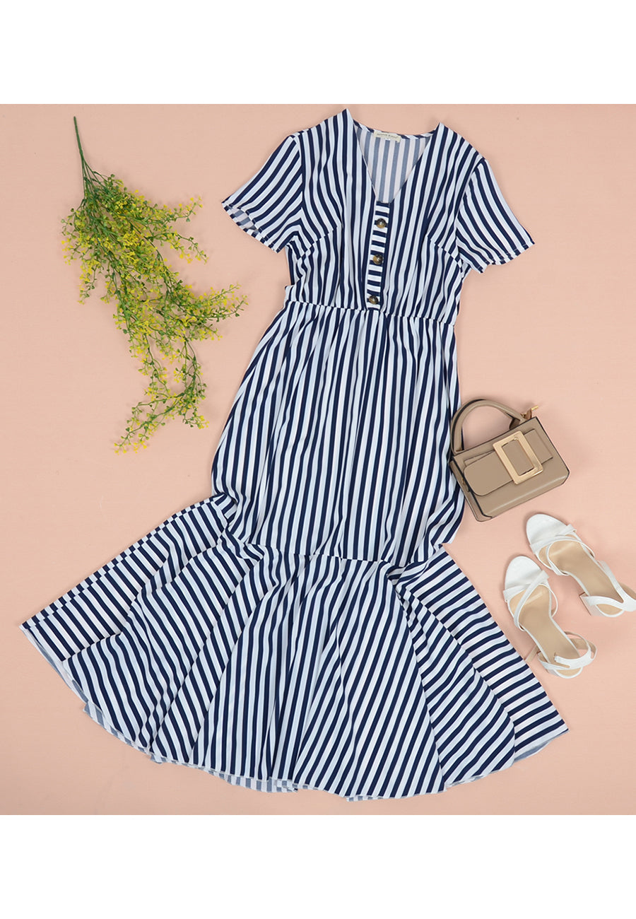 Printed Dress with a V-Neck
