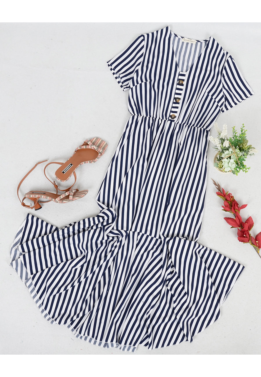 Printed Dress with a V-Neck