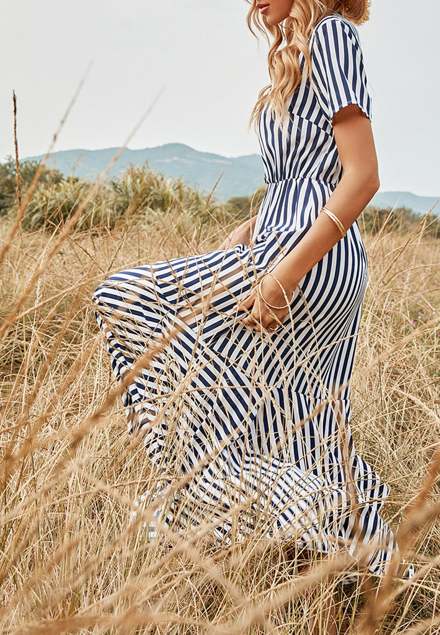 Printed Dress with a V-Neck