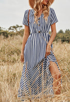 Printed Dress with a V-Neck