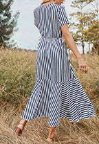 Printed Dress with a V-Neck