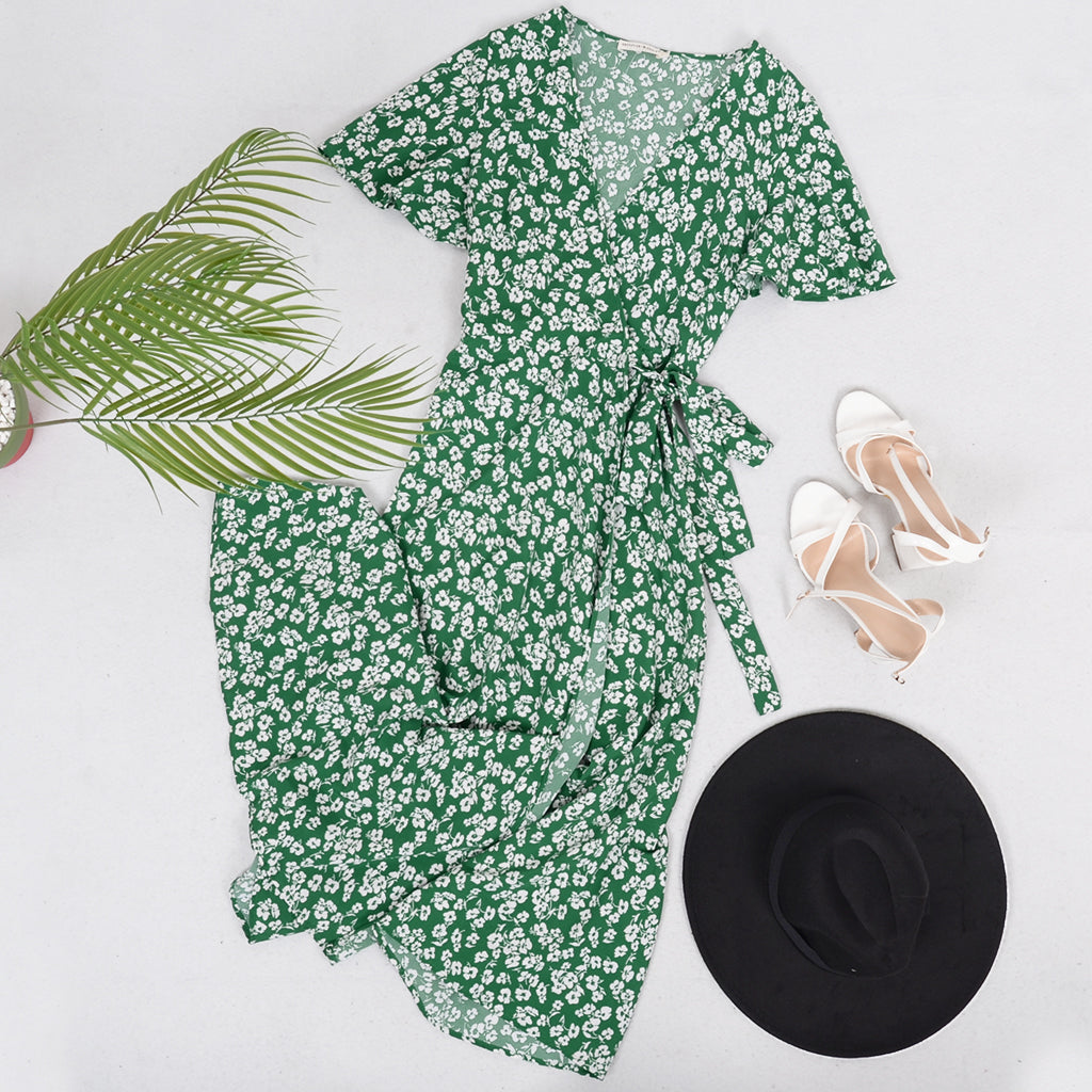 Printed Wrap-Style Dress