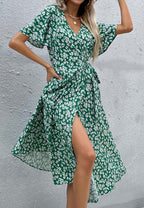 Printed Wrap-Style Dress