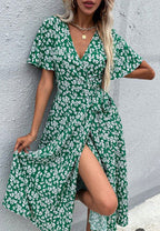 Printed Wrap-Style Dress