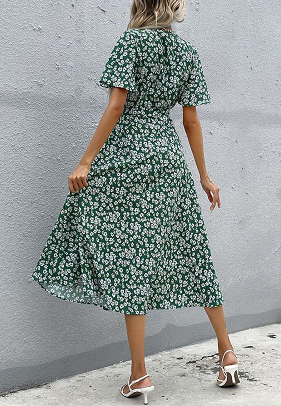 Printed Wrap-Style Dress