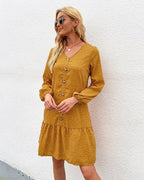 Polka-Dot Dress with Button Details