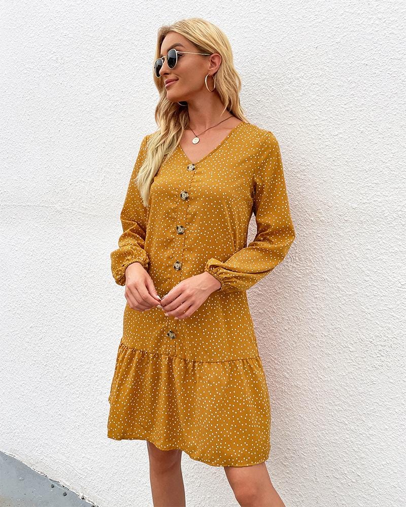Polka-Dot Dress with Button Details